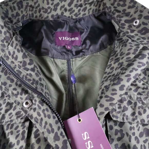 Vigoss Leopard Print Anorak Utility Cargo Outfitted Women L Olive Jacket NWT - Picture 6 of 12